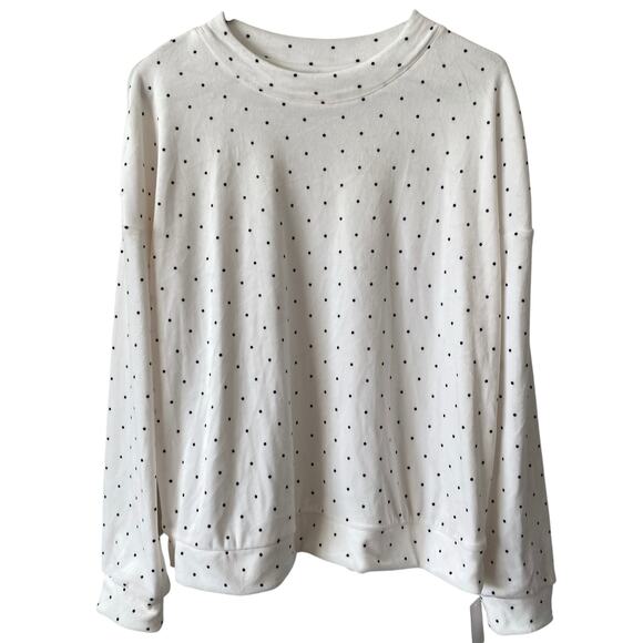 NEW AUDEN Ultra Soft Sleepwear Top Cream Dot Size Medium Long Sleeve Cozy Warm - Picture 1 of 3